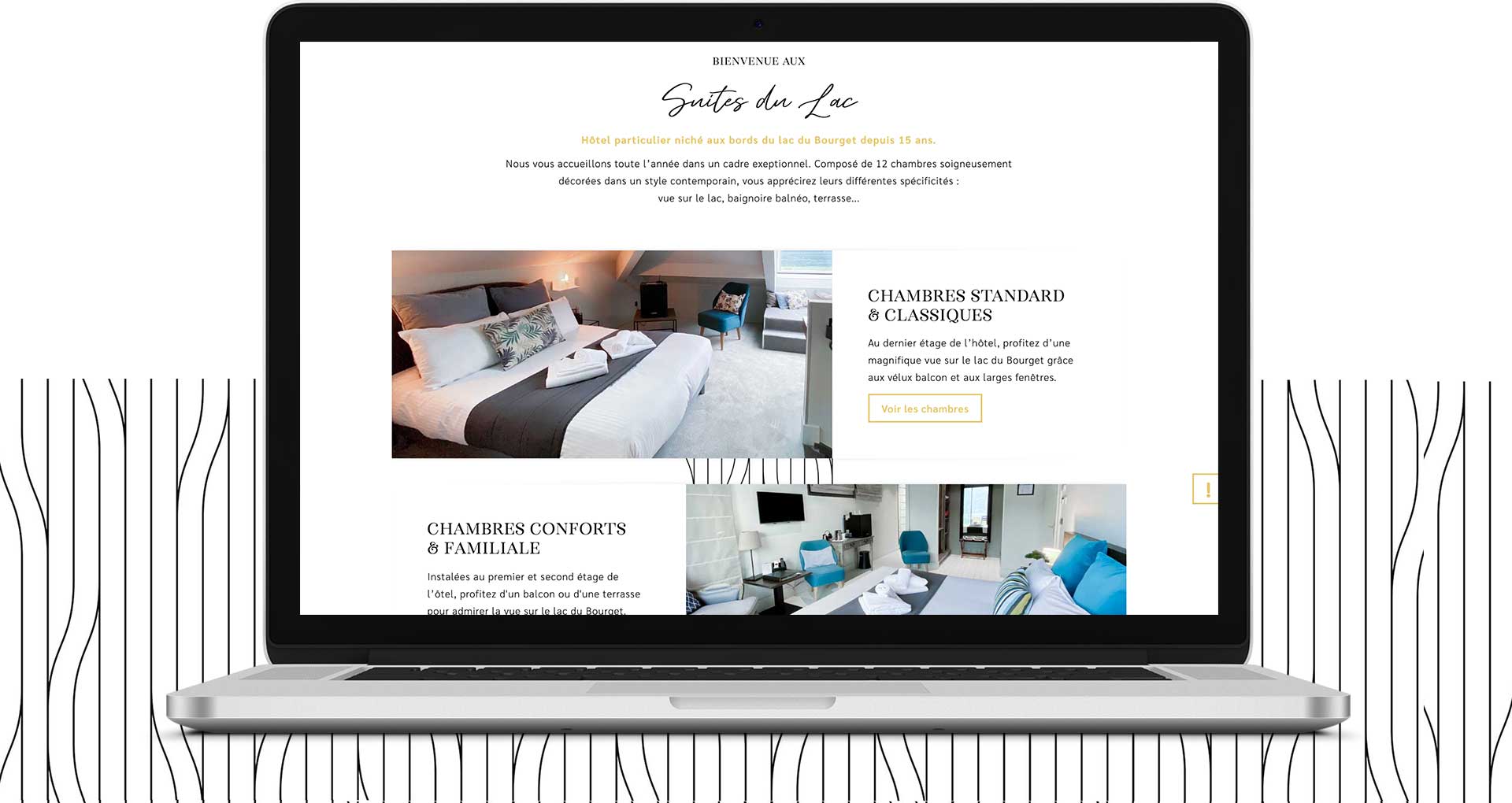 Mockup du site internet des Suites du Lac.