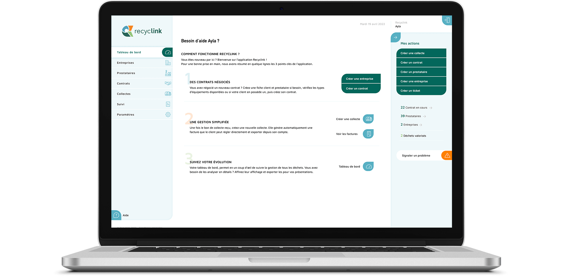 Mockup de l'aperçu de l'application Recyclink.