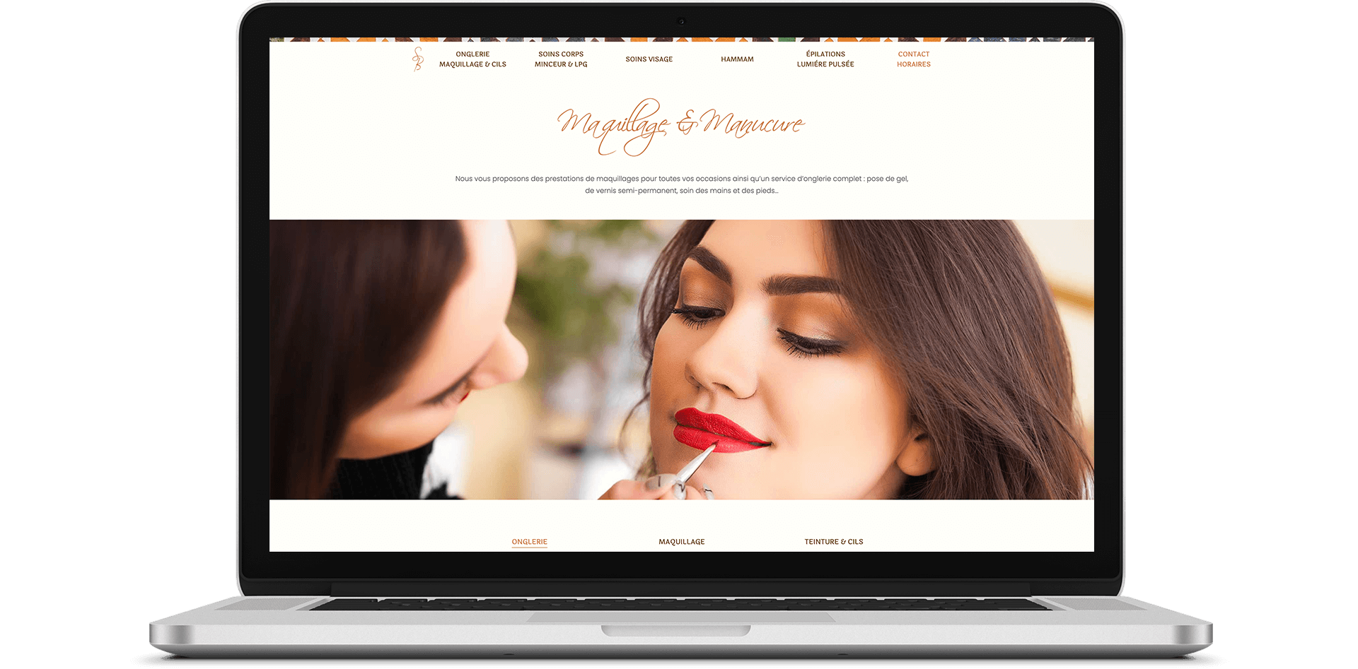 Mockup d'un ordinateur sur le site internet de Studio Beauté.